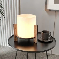 Φωτιστικό επιτραπέζιο Pine Megapap E27 Mdf - ύφασμα Pvc χρώμα καρυδί - κρεμ Ø20x20εκ. Φωτιστικό επιτραπέζιο Pine Megapap E27 Mdf - ύφασμα Pvc χρώμα καρυδί - κρεμ Ø20x20εκ.