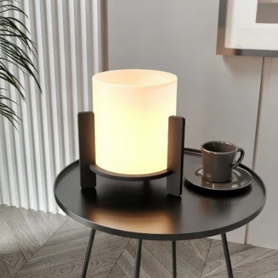 Pine Megapap MDF E27 table lamp in black - cream color Ø20x20cm.