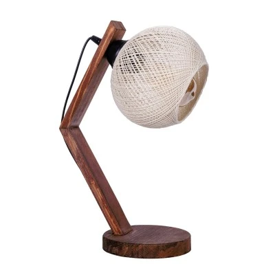 Φωτιστικό επιτραπέζιο Rope Megapap E27 ξύλινο - σχοινί χρώμα μπεζ - καρυδί Ø17x40εκ.