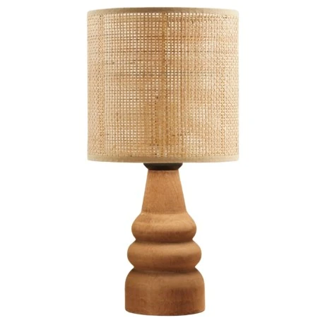 Φωτιστικό επιτραπέζιο Tino Megapap E14 pe rattan - ξύλο χρώμα φυσικό Ø15x32εκ.