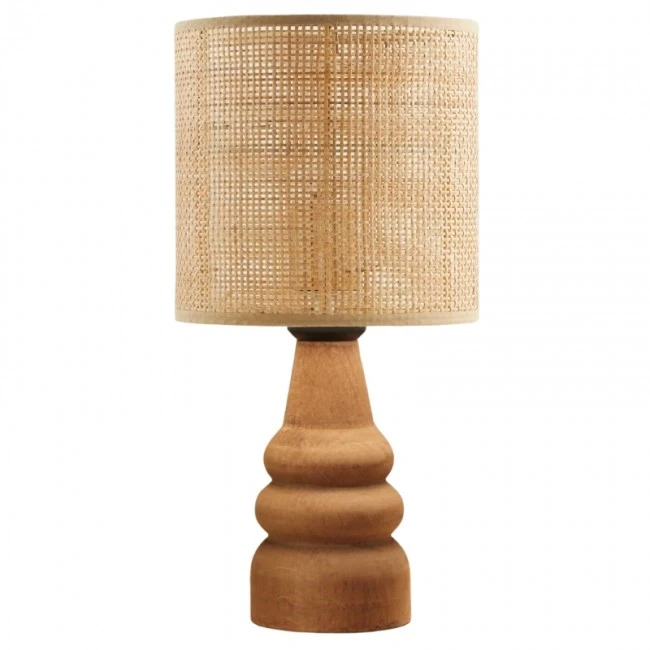 Tino Megapap E27 pe rattan/wooden table lamp in natural/brown color Ø15x32cm.