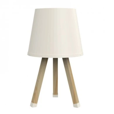 Φωτιστικό επιτραπέζιο ξύλινο - πλαστικό χρώμα μπεζ Ø18x34εκ.