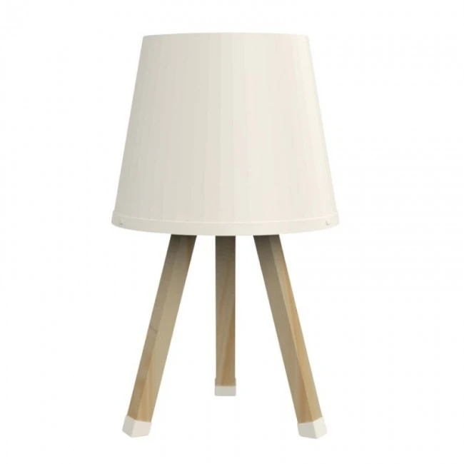 Φωτιστικό επιτραπέζιο ξύλινο - πλαστικό χρώμα μπεζ Ø18x34εκ.