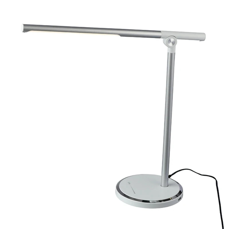 Touch LED desk lamp with USB charger metallic color silver 40x15x35cm.
