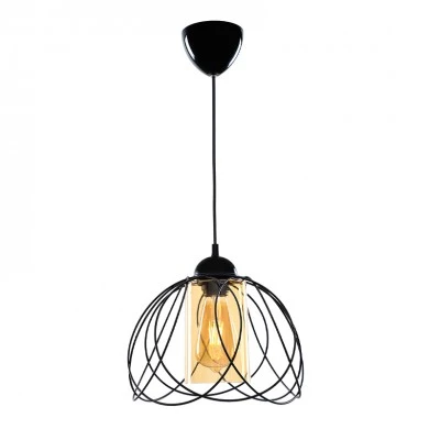 Abilene Megapap E27 metallic single-light ceiling light in black color 26x26x68cm.