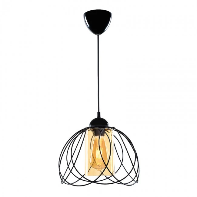 Abilene Megapap E27 metallic single-light ceiling light in black color 26x26x68cm.