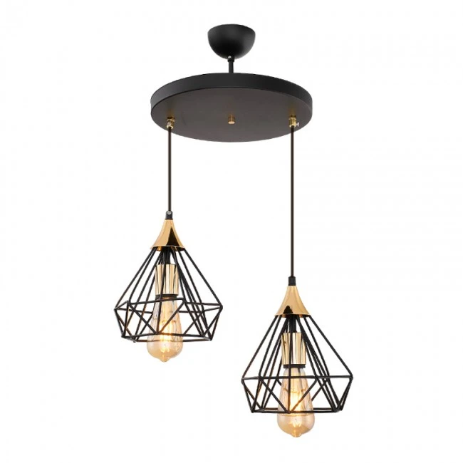 Ademir Megapap E27 metallic double-light ceiling light in black color 30x30x69cm.