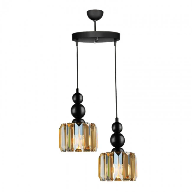 Alaba Megapap E27 metal - glass two-light ceiling light in black color 30x30x80cm.