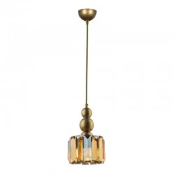 Alaba Megapap E27 metal - glass single-light ceiling light in gold color 15x15x65cm.