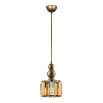 Alaba Megapap E27 metal - glass single-light ceiling light in gold color 15x15x65cm.