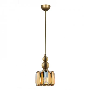 Alaba Megapap E27 metal - glass single-light ceiling light in gold color 15x15x65cm.