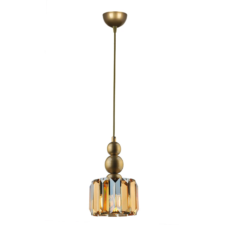 Alaba Megapap E27 metal - glass single-light ceiling light in gold color 15x15x65cm.