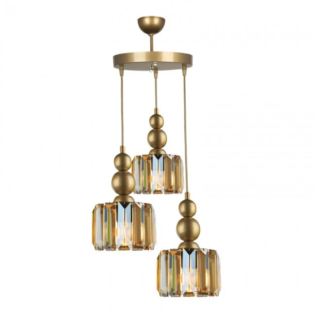 Alaba Megapap E27 metal - glass three-light ceiling light in gold color 40x40x95cm.