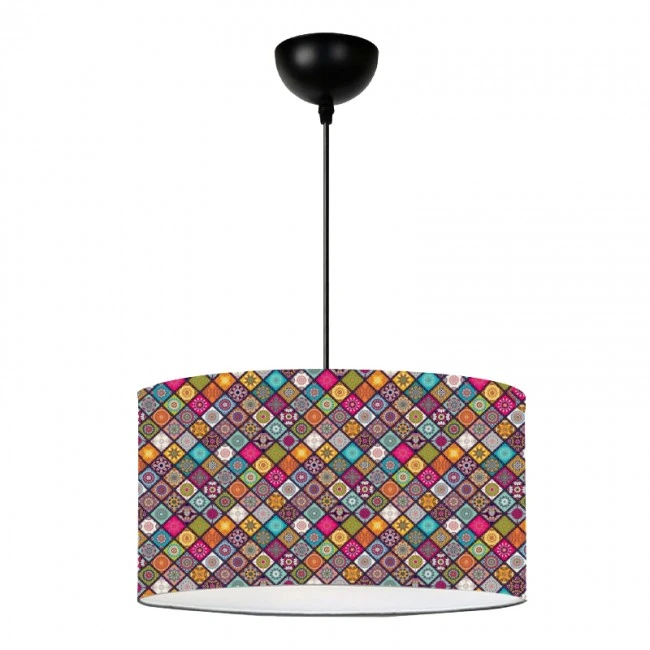 Alamea Megapap E27 fabric ceiling lamp multicolor victorian pattern Φ38x70cm.