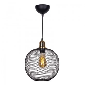 Amos Megapap Ε27 metallic ceiling light in black color 26x26x65cm.
