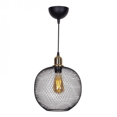 Amos Megapap Ε27 metallic ceiling light in black color 26x26x65cm.