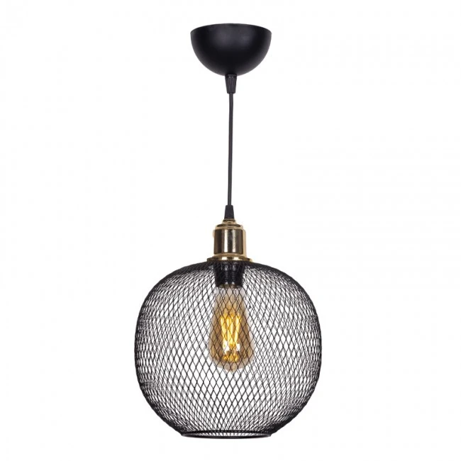Amos Megapap Ε27 metallic ceiling light in black color 26x26x65cm.