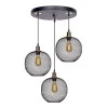 Amos Megapap E27 metallic three-lights ceiling light in black-gold color 30x30x65cm