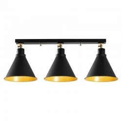 Arden Megapap E27 metallic three-light ceiling light in black color 72x20x26cm.