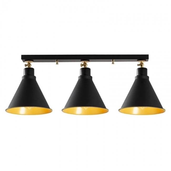 Arden Megapap E27 metallic three-light ceiling light in black color 72x20x26cm.