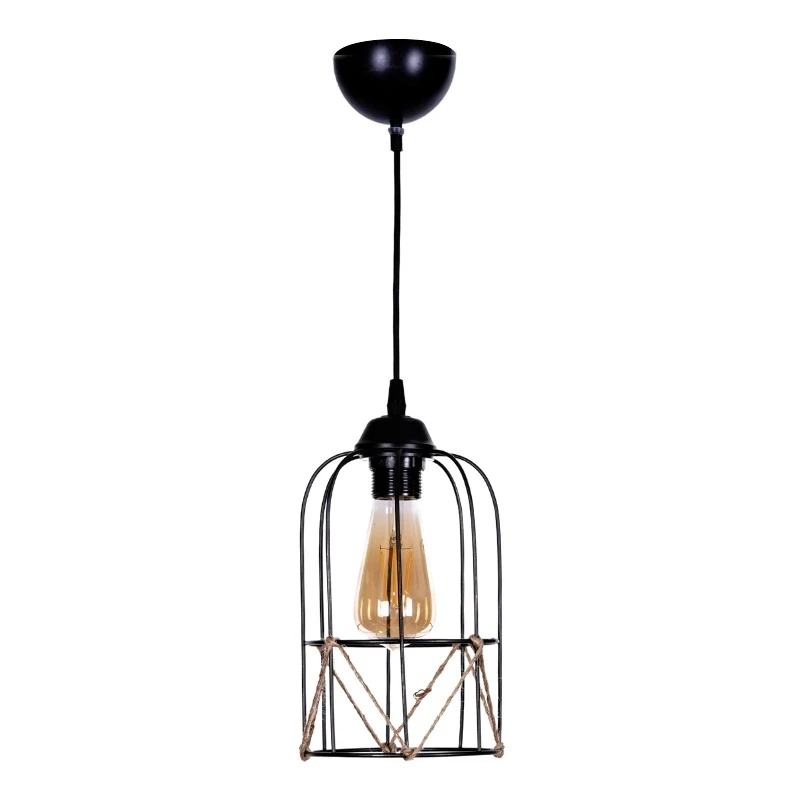 Argon Megapap E27 metallic ceiling light in black color Ø15x65cm.