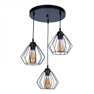 Bart Megapap E27 metallic ceiling three-light in black color 40x40x80cm.