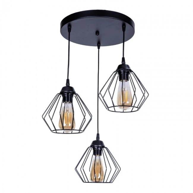 Bart Megapap E27 metallic ceiling three-light in black color 40x40x80cm.