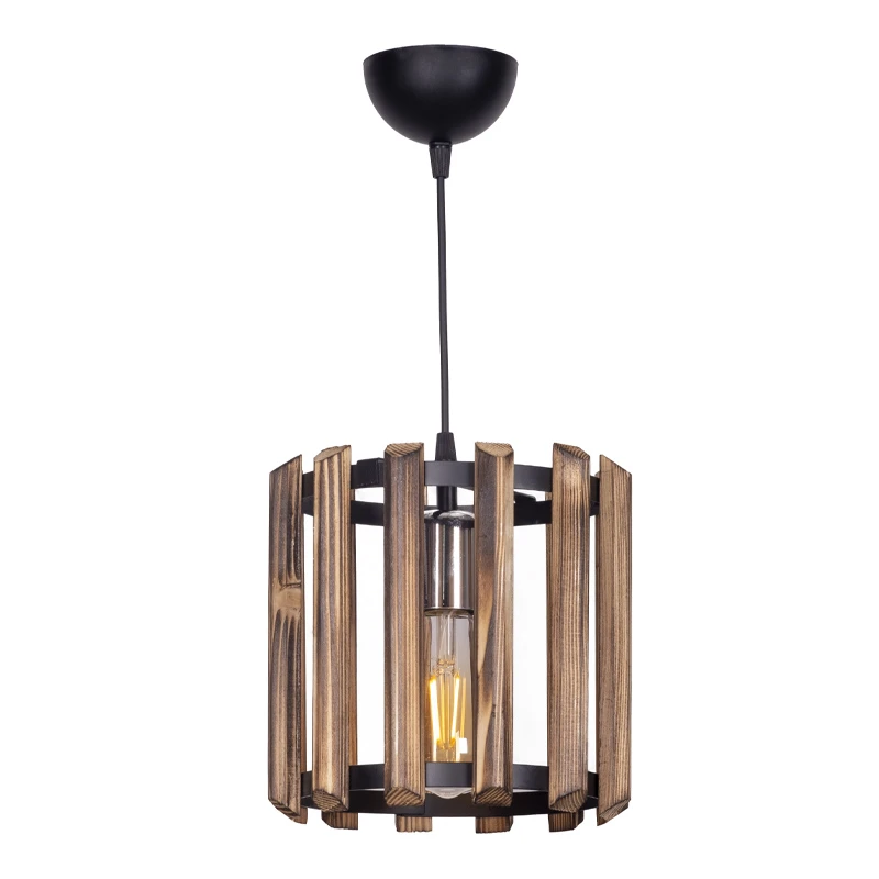 Bosco Megapap E27 wooden ceiling light in brown color 25x25x65cm.