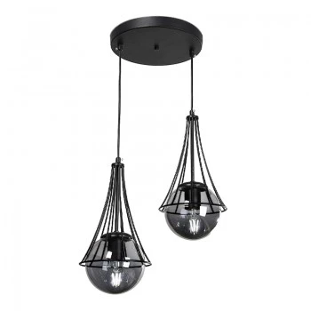 Chavi Megapap E27 metallic double-light ceiling light in black color 40x40x80cm.