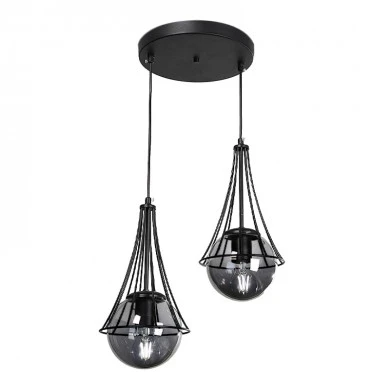 Chavi Megapap E27 metallic double-light ceiling light in black color 40x40x80cm.