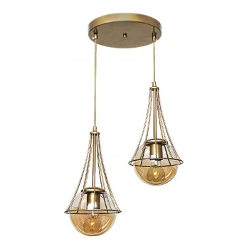 Chavi Megapap E27 metallic double-light ceiling light in golden color 40x40x80cm.