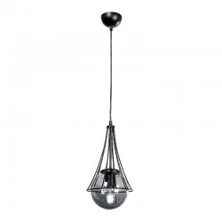 Chavi Megapap E27 metallic single-light ceiling light in black color 18x18x75cm.