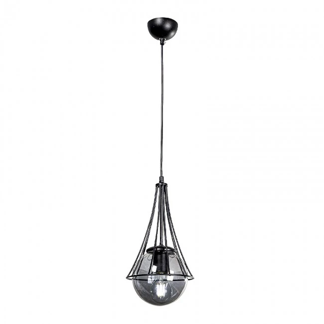 Chavi Megapap E27 metallic single-light ceiling light in black color 18x18x75cm.