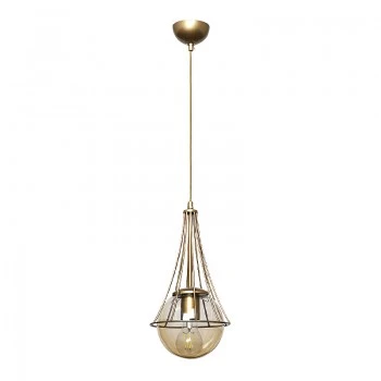 Chavi Megapap E27 metallic single-light ceiling light in golden color 18x18x75cm.