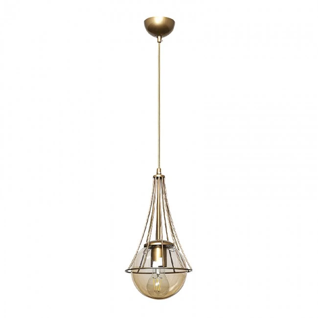 Chavi Megapap E27 metallic single-light ceiling light in golden color 18x18x75cm.