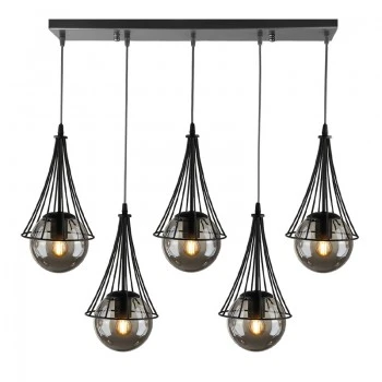 Chavi Megapap E27 metallic five-light ceiling light in black color 80x10x90cm.