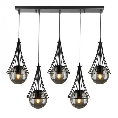 Chavi Megapap E27 metallic five-light ceiling light in black color 80x10x90cm.