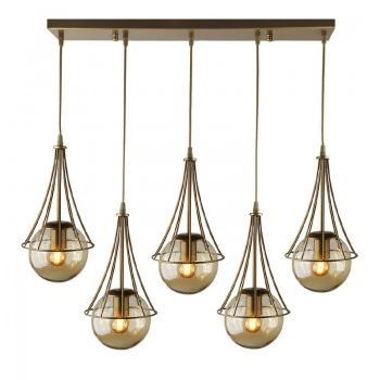 Chavi Megapap E27 metallic five-light ceiling light in gold color 80x10x90cm.