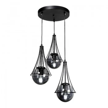 Chavi Megapap E27 metallic three-light ceiling light in black color 40x40x90cm.