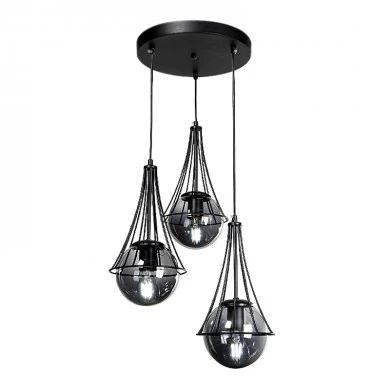 Chavi Megapap E27 metallic three-light ceiling light in black color 40x40x90cm.
