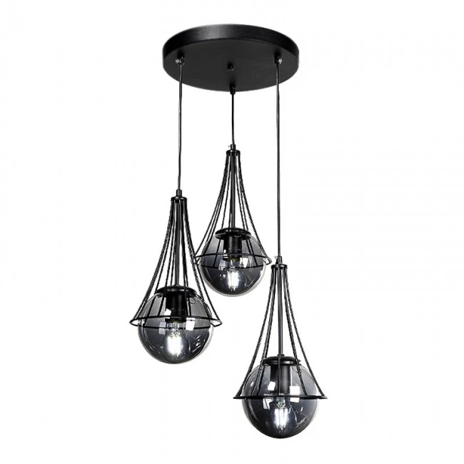 Chavi Megapap E27 metallic three-light ceiling light in black color 40x40x90cm.