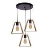 Esela Megapap E27 wooden/metallic ceiling three-light in natural - walnut color 50x50x80cm.