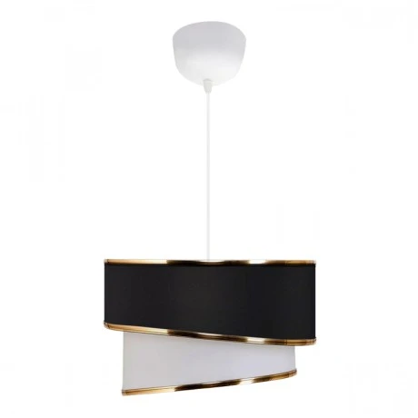 Fanny Megapap E27 fabric ceiling lamp in black - white color Φ30x70cm