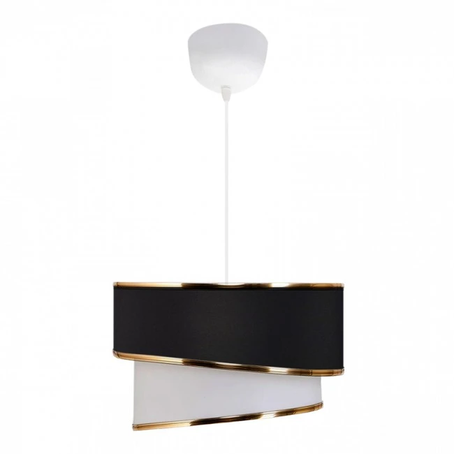 Fanny Megapap E27 fabric ceiling lamp in black - white color Φ30x70cm