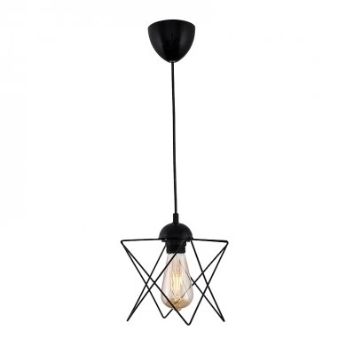 Faven Megapap E27 metallic single-light ceiling light in black color 17x17x70cm.