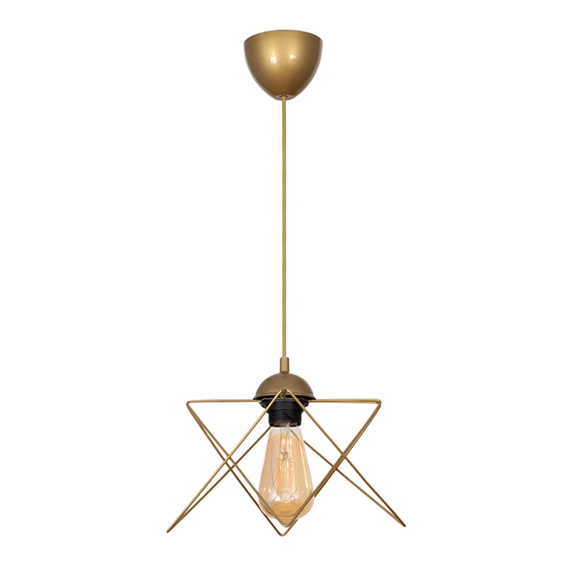Faven Megapap E27 metallic single-light ceiling light in gold color 17x17x70cm.