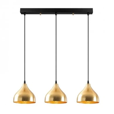 Fida Megapap E27 metallic three-light ceiling light in gold color 68x18x114cm.