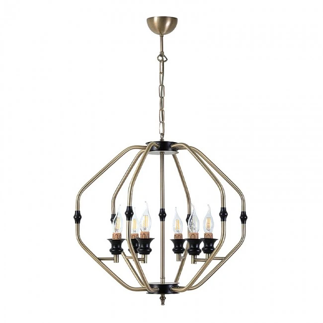 Φωτιστικό οροφής Flawless Megapap μεταλλικό εξάφωτο χρώμα χρυσό 55x55x75εκ.