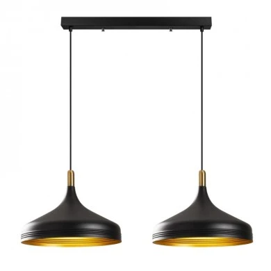 Franko Megapap E27 metallic two-light ceiling light in black - gold color 68x36x132cm.