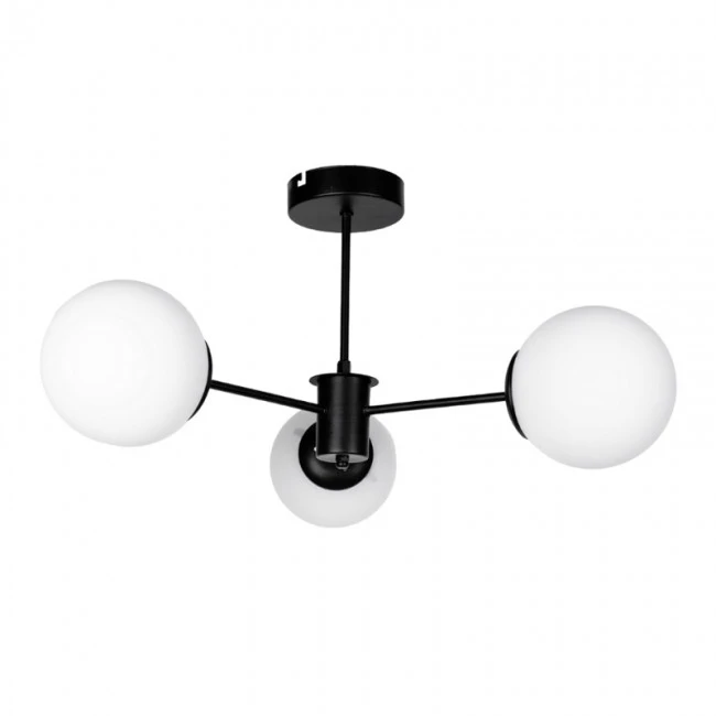 Fune Megapap E27 metallic - glass ceiling three-light in black color 60x60x30cm.